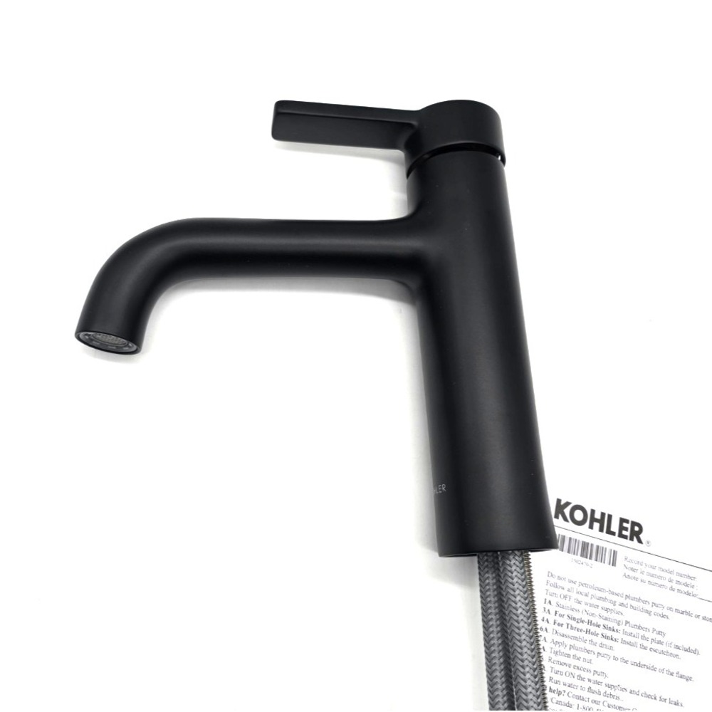 Kohler K-28126-4-BL Matte Black Bathroom Faucet 1-Handle 1.2‎ GPM w Drain